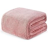 Exclusivo Mezcla Fleece Bed Blanket King Size, Super Soft and Warm Blankets for Couch, Sofa and Bed Waffle Textured, Cozy, Fuzzy and Lightweight (Dusty Pink, 90x104 Inches)