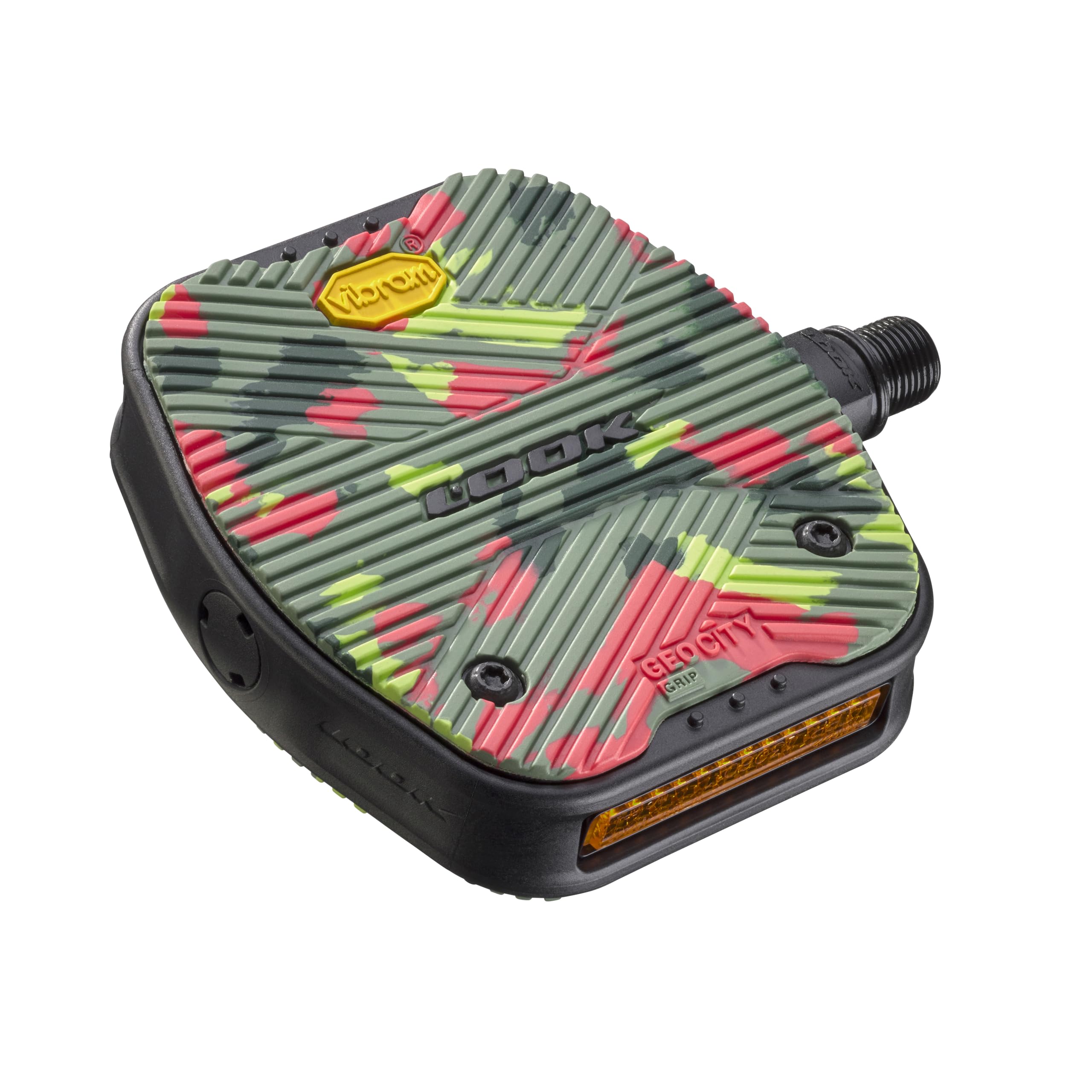 LOOK Cycle - Geo City Grip Bicycle Pedals - Flat Pedals - Slip-Proof Safety - Innovative Activ Grip Rubber - Premium High-Performance Urban Bike Pedal - Camo