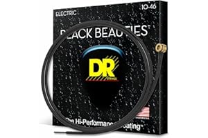 DR Strings Electric Guitar Strings, Black Beauties - Black Coated, 10-46