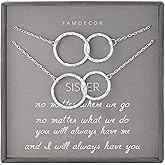 Sister Gifts for Sister Necklaces Sterling Silver Hammered Interlocking Circle Necklace for Sister Birthday Gifts Christmas Holiday Jewelry