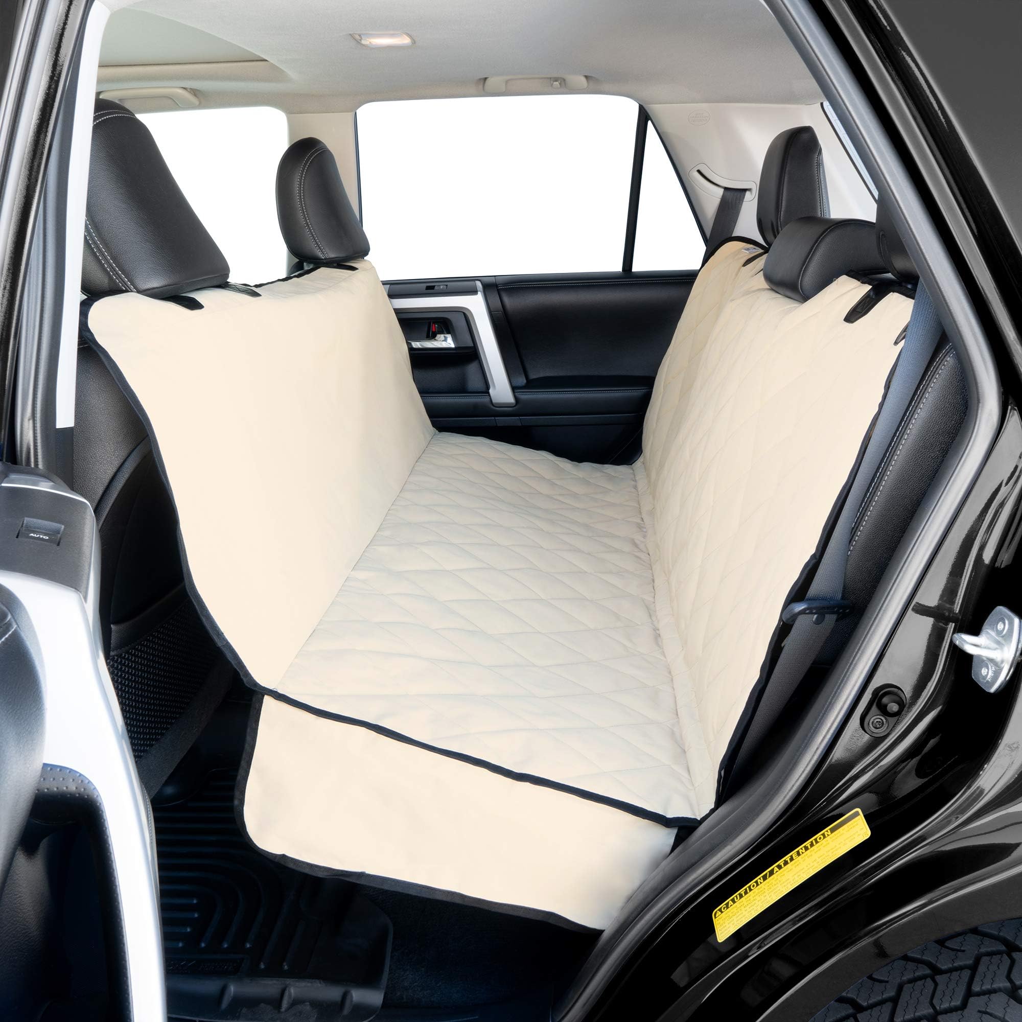 Plush Paws Products Premium Rear Car Seat Protector w/Hammock | Washable & Waterproof Back Seat Dog Cover for Car, Truck, & SUV | Nonslip, Tear Resistant Pet Seat Cover | X-Large Tan