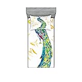 Ambesonne Peacock Fitted Sheet & Pillow Sham