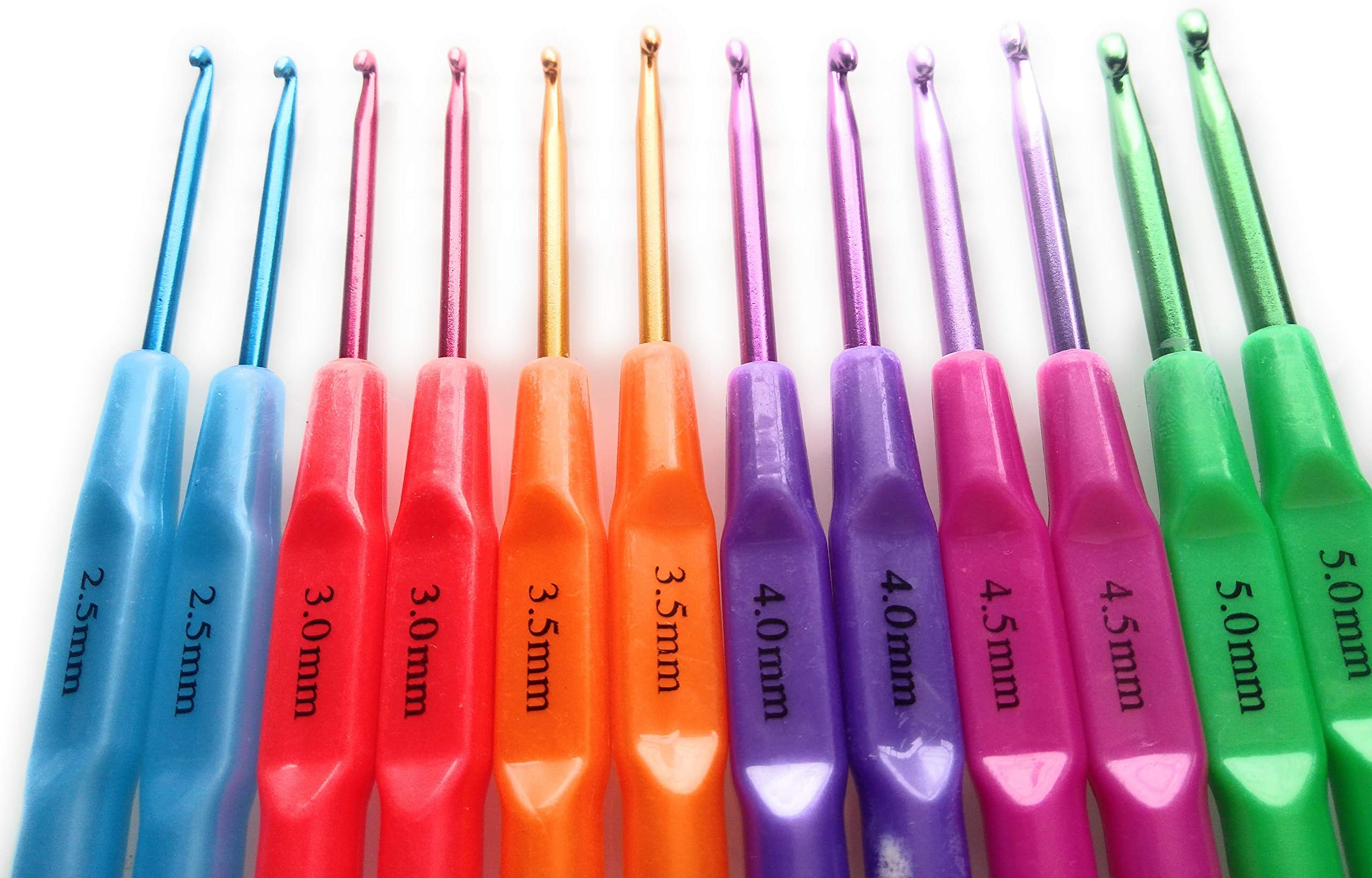 90 Degree 12 Pcs luminium Crochet Needles Hook Set Kit Needle 2.5mm-5.0mm Sweater Needle