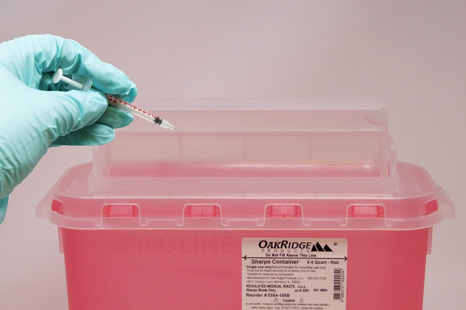 BD Style 5.4 Qt Sharps Disposal Container | Oakridge Products | Touchfree Rotating Lid: Industrial & Scientific