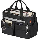 OUUTMEE Utility Tote Bag for Women, Multi Pockets Shoulder Bag with Zipper, Laptop Handbag for Teacher, Working Women, Nurses