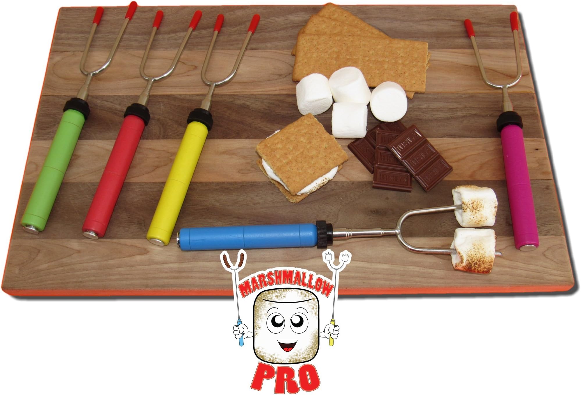 Marshmallow Pro - Marshmallow Roasting Sticks - Set of 5 Telescopic Extendable Roasting Sticks/Skewers With Zippered Travel Bag
