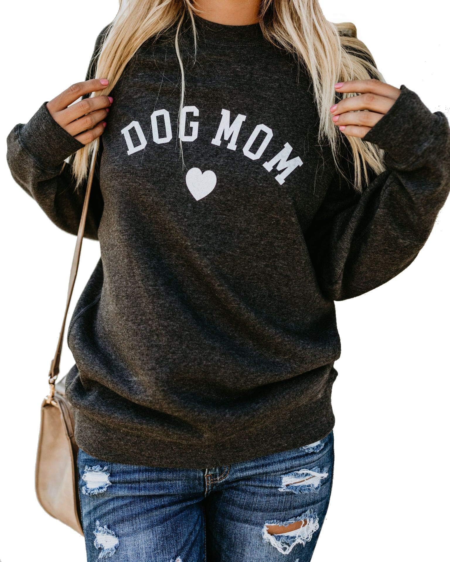 Womens Tops Cat Dog Mom Shirts Long Sleeve Crewneck Graphic Tees