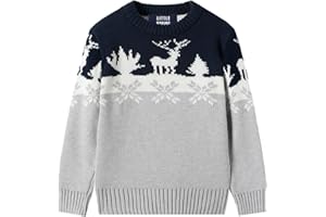 LittleSpring Boys Girls Christmas Sweater Crewneck Knit Cute Pullover