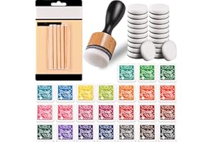 52 Pieces Mini Ink Blending Tools with Replacement Foam Detail Blending Tools and 24 Colors Stamp Ink Pad Stamps for Distress