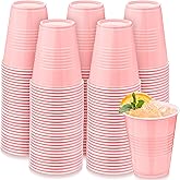Kochorie 100 Pack Pink Disposable Plastic Cups 12 Ounce Drinking Party Cups Bulk Party Cups for Wedding Birthday Graduation Christmas Parties, Picnics Events