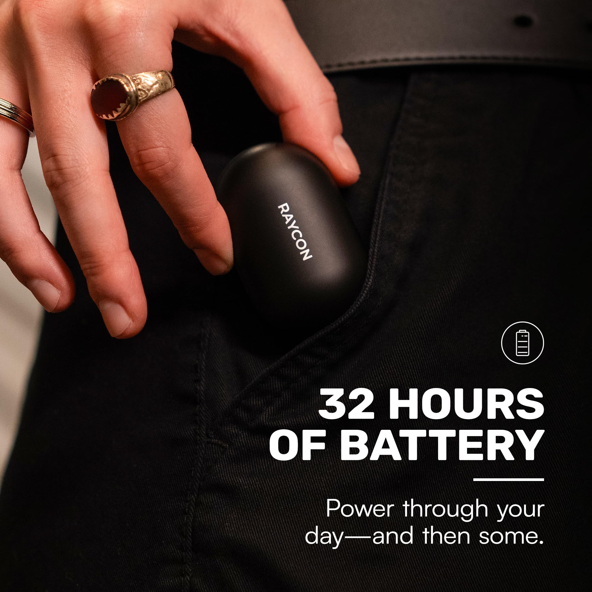 Raycon Everyday Earbuds Classic Bluetooth Wireless with Microphone - Stereo Sound, Active Noise Canceling, in-Ear Bluetooth Headset True Wireless Earbuds 32 Hours Playtime (Black)