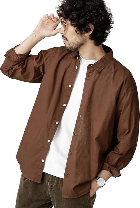 Amazon ナノユニバース カラーライトコットン ワイドシャツ メンズ