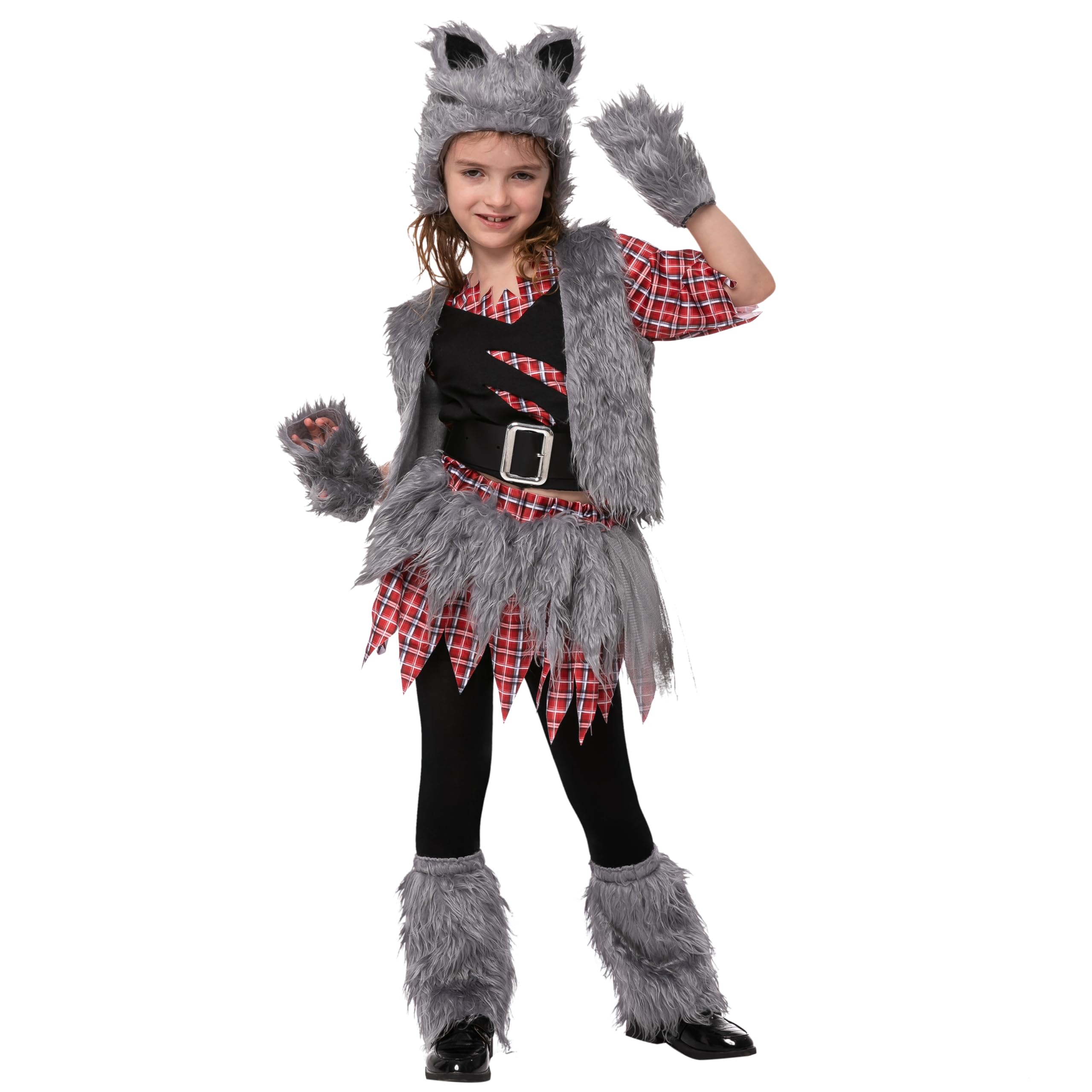 Spooktacular Creations Girl Vest Werewolf costume for Halloween (Medium (8-10yr))
