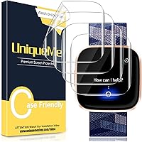 [4 Pack] UniqueMe Screen Protector for Fitbit Versa 2,HD Clear [Full Coverage][Case Friendly] 【Anti-Scratch Waterproof…