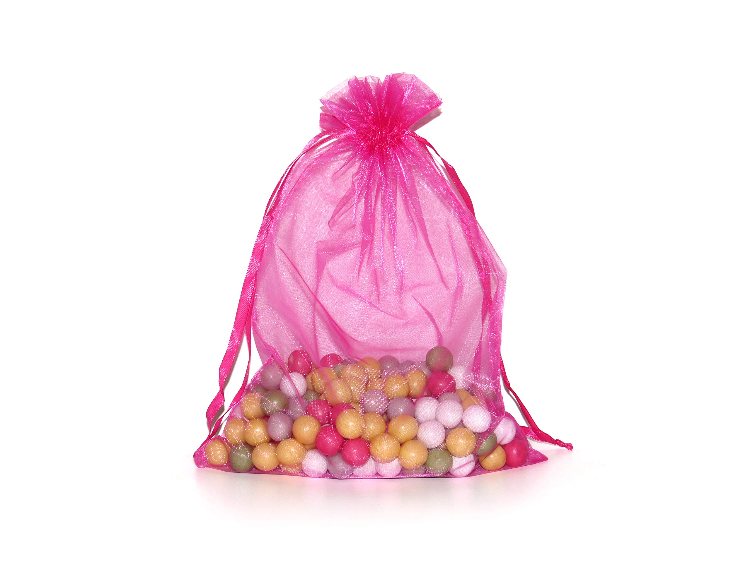 BEAUTIFUL EXTRA LARGE HOT PINK ORGANZA GIFT BAGS - PACK OF 12 - FOR CHRISTMAS WRAPPING GIFTS PRESENTS