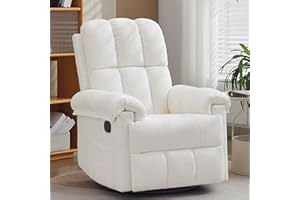 Korser Recliner Chair, Swivel Rocker Recliner Chair for Adults, Small Recliners for Small Spaces, Upholstered Manual Recliner with Side Pockets, Nursery Rocking Chair for Living Room, Chenille, Beige
