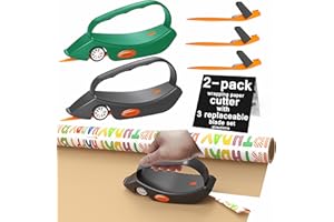 Perfycut 2 Pack Wrapping Paper Cutter with 3 Replaceable Blade Sets for Gift Wrapping Paper Roll Cutter and Christmas Wrapping Paper