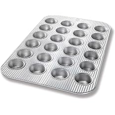 Image of USA Pan Bakeware Mini Cupcake and Muffin Pan, Nonstick Quick Release Coating, 24-Well, Aluminized Steel