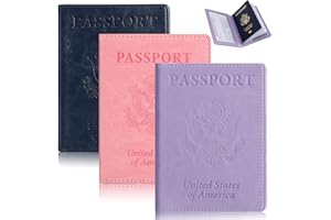 labato Passport Holder Women, Passport Cover Family, PU Leather Passport Wallet, Travel Document Organizer, Cruise Accessories Travel Must Haves, Waterproof Cruise Ship Essentials(Blue/Pink/Purple)