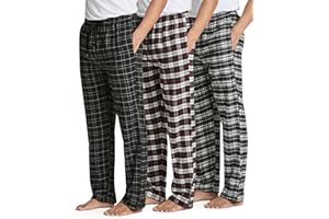 Real Essentials 3 Pack: Men's Soft Cotton Flannel Pajama Pants PJ Lounge Bottoms Elastic Waist Pockets (Big and Tall)