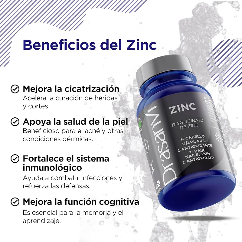DRASANVI BISGLICINATO DE ZINCO | Alta biodisponibilidade 550 mg | Suplemento de zinco | Sistema Imunitário & Descanso| Antioxidante e Equilíbrio Hormonal | 90 comprimidos = 90 dias