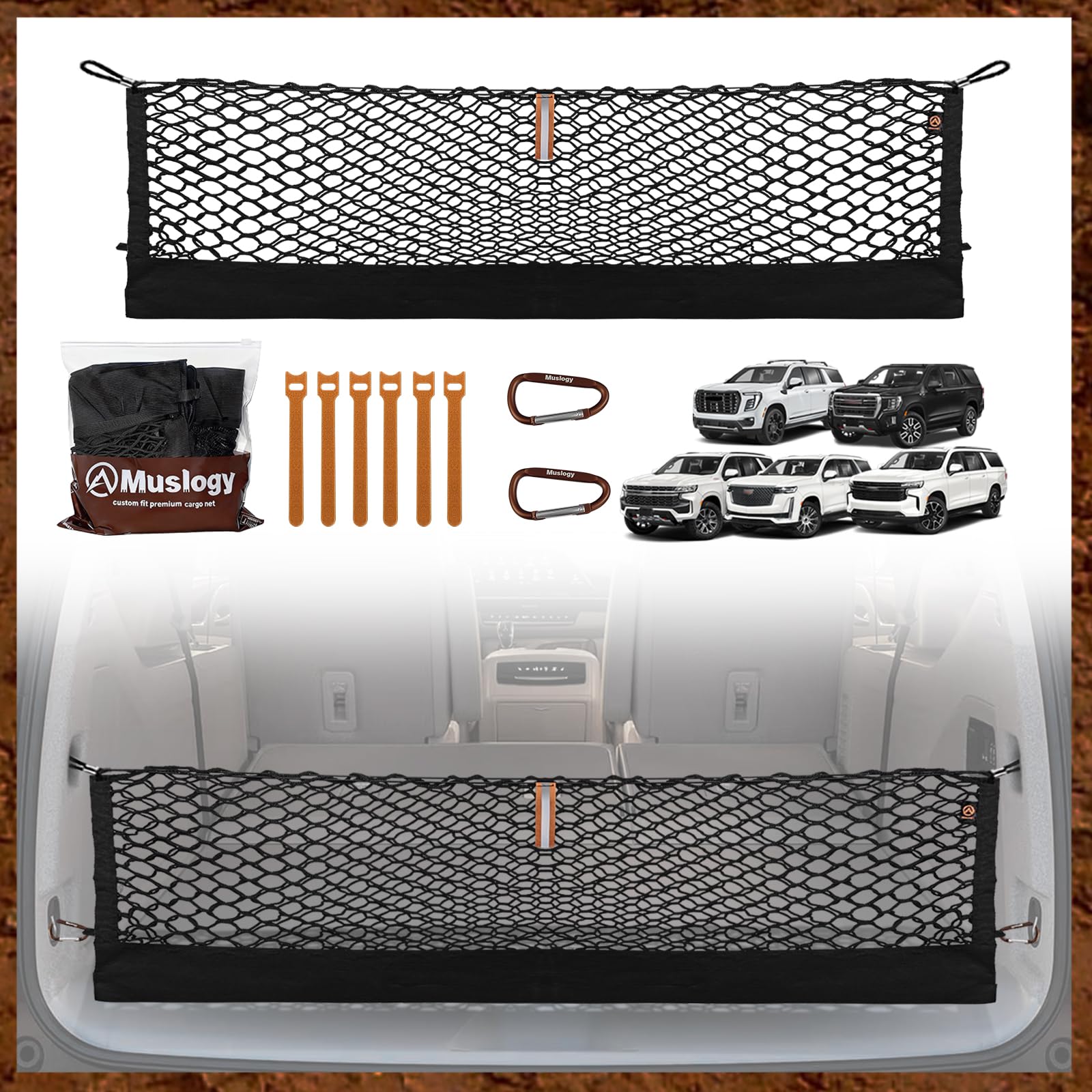 Muslogy Cargo Net for 2021+ Chevy Suburban Tahoe, Yukon&Yukon XL, Escalade