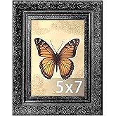 vrzpopi Vintage Picture Frame, Decorative Wall Hanging and Tabletop Display Photo Frame (Black, 5X7)