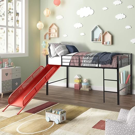 girl twin loft bed with slide