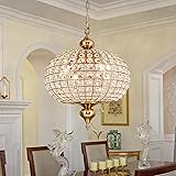 HUOKU Gold Crystal Chandelier, 16.5" Modern 4-Light