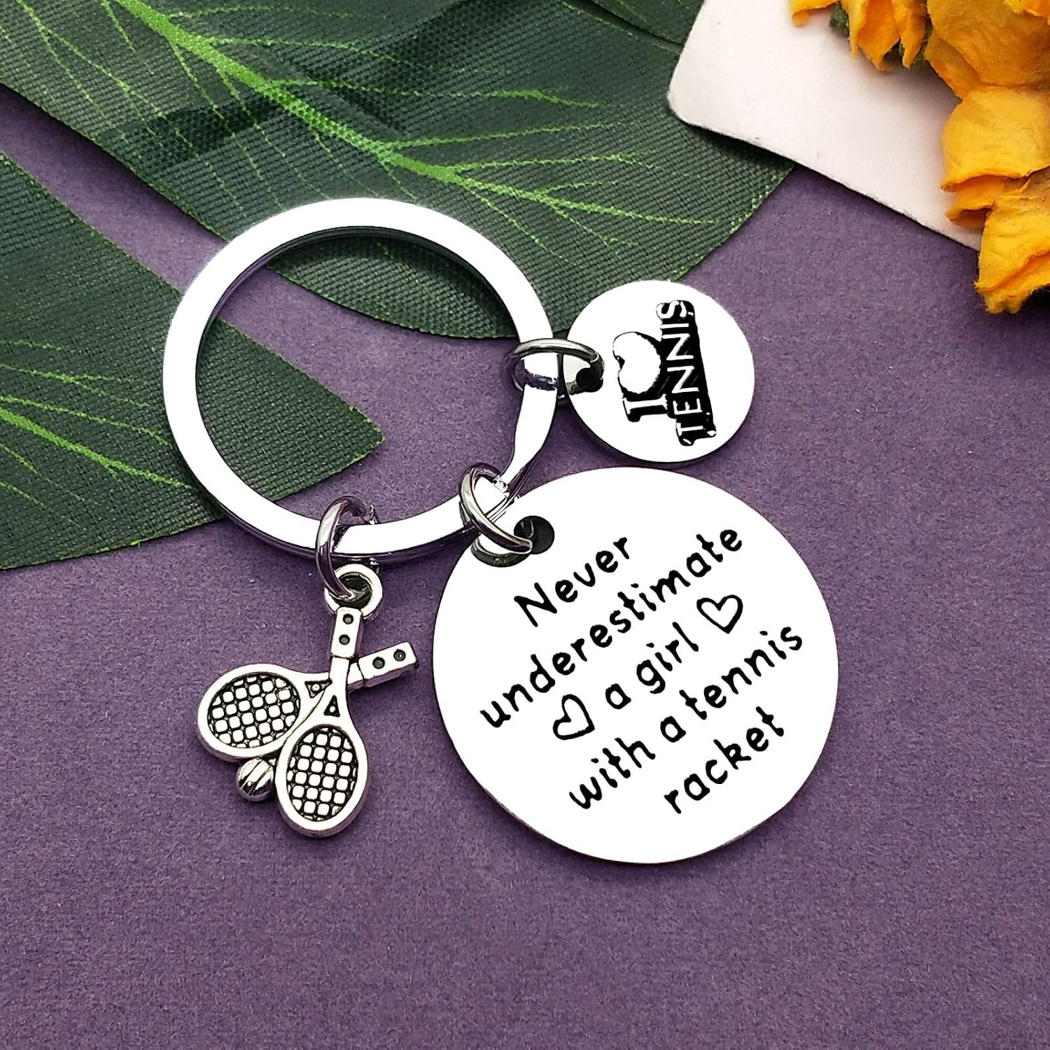 Vadaka Tennis Lover Keyring Keychain for Women Inspirational Gift for Tennis Keychain Keyring Christmas Birthday Graduation Present for Women - Image 3