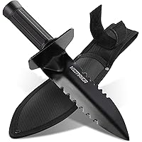 Metal Detector Shovel, Kemaier Heavy Duty Double Serrated Edge Digger, Metal Detecting Digging Tool with Sheath for Belt Moun