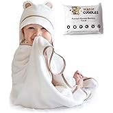 Warm Cuddles Premium Baby Bath Towel - Rayon Made from Bamboo Hooded Baby Towels - Newborn Baby Towel with Hood - Large Hooded Towel for Newborn Infant Boy Girl (White)