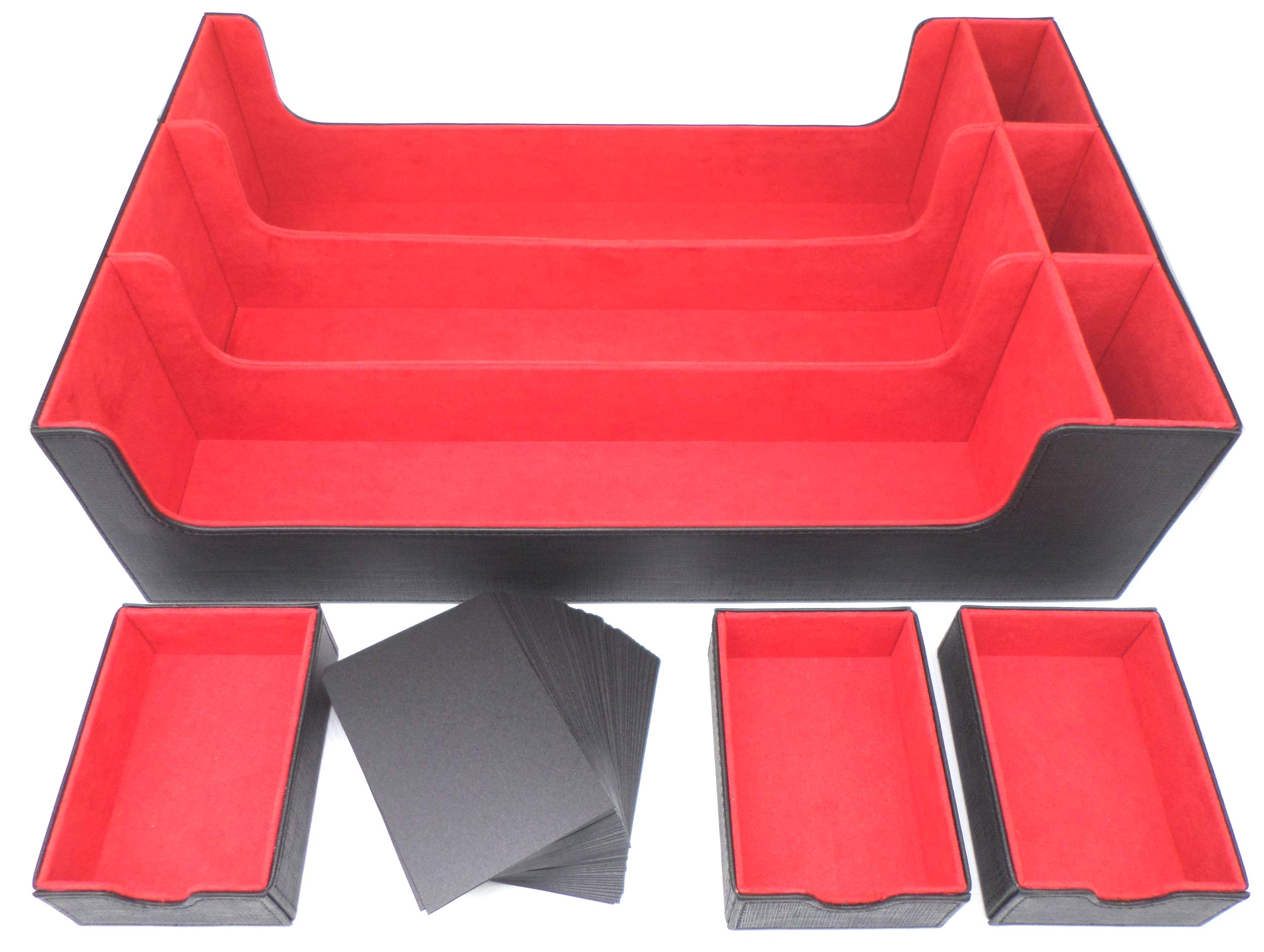 docsmagic.de Premium 3-Row Trading Card Storage Box Black/Red + Trays & Divider - MTG PKM YGO