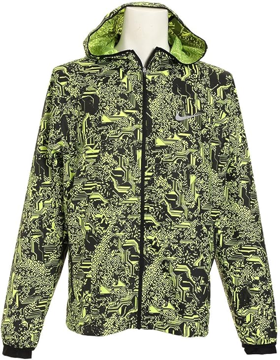 Amazon Co Jp ナイキ Nike シールドレーサープリンテッドフーディジャケット 010 ブラック ボルト M 服 ファッション小物