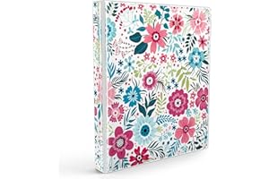 PULAIXIN 3 Ring Binder 1 Inch Aesthetic Three Ring Binders with Clear Interior Pockets for Letter-Size(11" x 8.5") Paper, Trapper Keeper Binder Preppy School Supplies for Teacher and Student- Colorful Floral