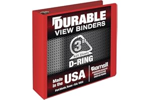 Samsill Durable 3 Inch Binder, Made in The USA, D Ring Binder, Customizable Clear View Cover, Ruby Red, Holds 625 Pages