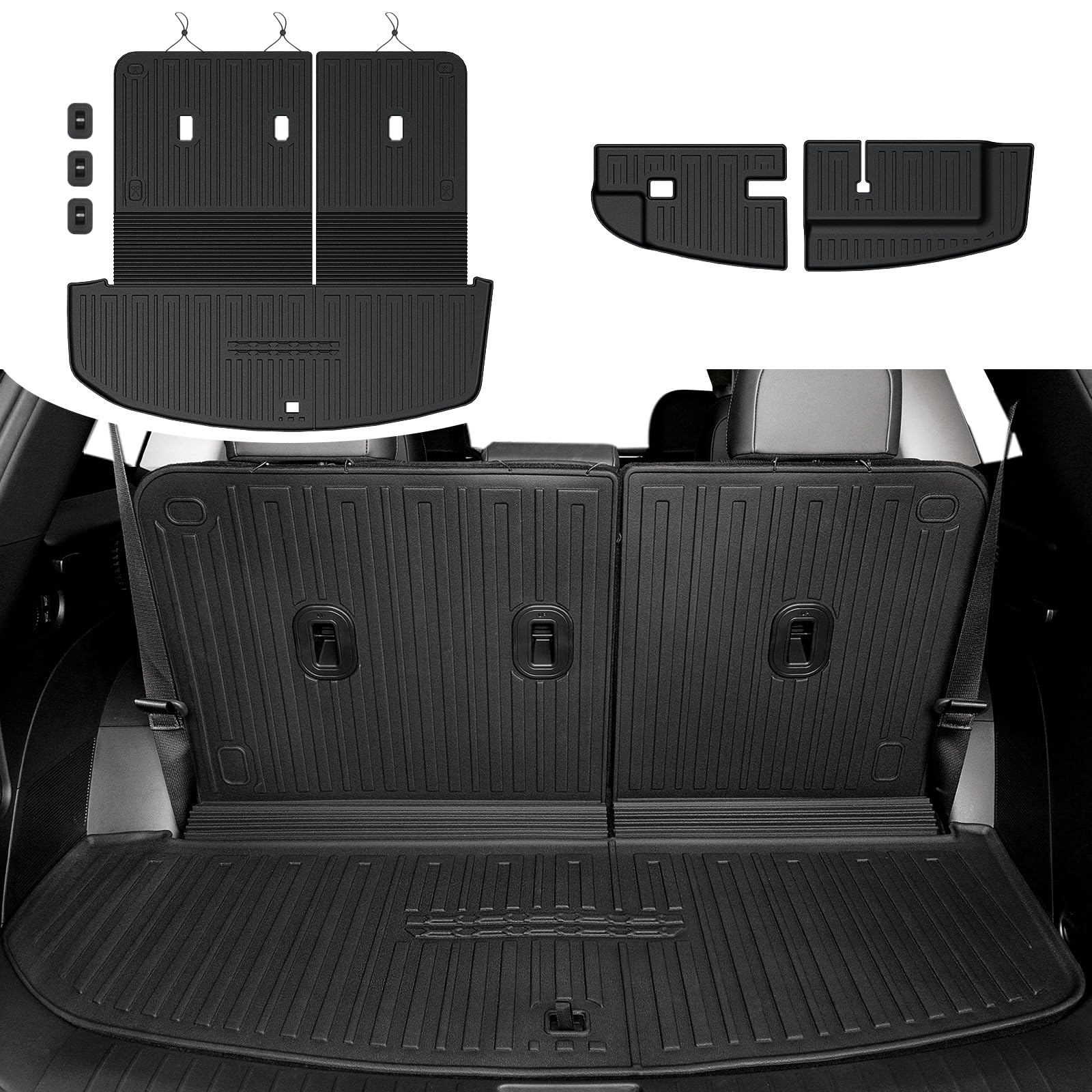 HOUCLEMIC Cargo Mat for 2026 Hyundai Palisade 7/8 Seat (Only Gas), All Weather TPE Durable Cargo Liner with Backrest Mat and Lower Trunk Mat for Hyundai Palisade Image