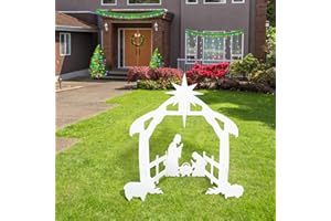 WVIOUOPU Christmas Yard Signs Outdoor Nativity Scene - Weatherproof Religious Manger Scene Yard Sign with Stakes for Garden Lawn Xmas Home Pathway Walkway Holiday Christmas Decorations - White (28'' x 27'')