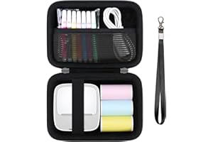 Supmay Hard Caying Case for iDPRT Mini Printer Portable Sticker Printer, Thermal Label Printer Storage Case with Mesh Pocket for Roll Sticker Paper, USB Cable, Black