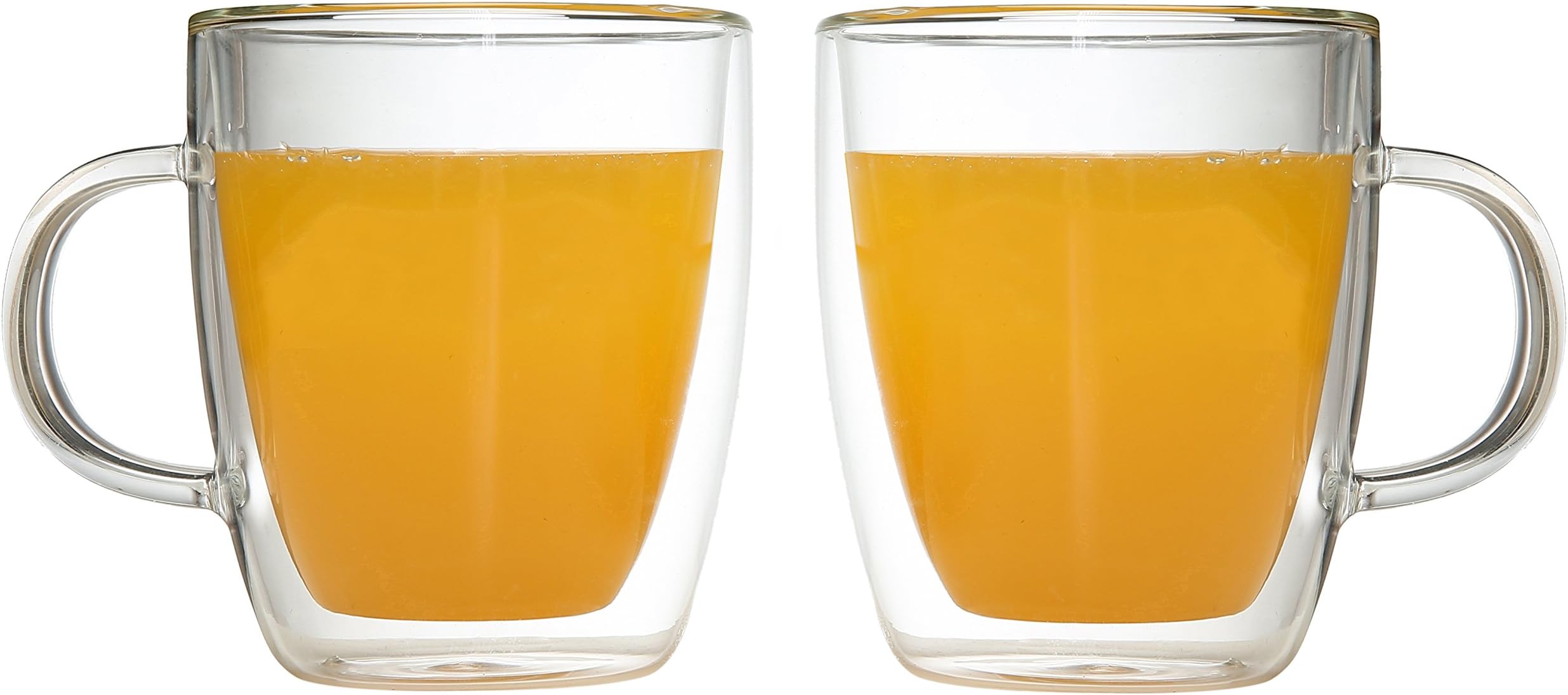 Rhysens Double Wall Glass Coffee Mug or Tea Cup ,With Handle,12oz,Set of 2