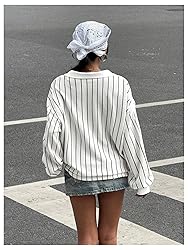 SOLY HUX Women's Oversized Tees Striped Letter