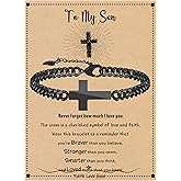 Btysun Cross Bracelet for Men, Easter Basket Stuffers Cuban Link Chain for Men Bible Verse Christian Gifts Religious Catholic Faith Based Gifts Baptism Confirmation Jewelry