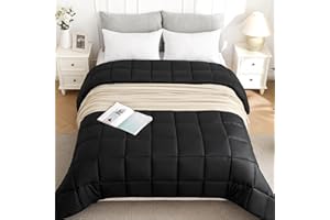 BEDENSIT Full Black Bedding Comforter, Down Alternative Duvet Insert, All Season Comforter with Corner Tabs, Machine Washable, Lightweight