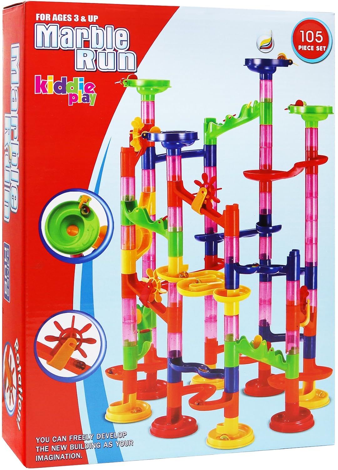 75 Translucent Marbulous Pieces + 30 Glass Marbles Kiddie Play Marble