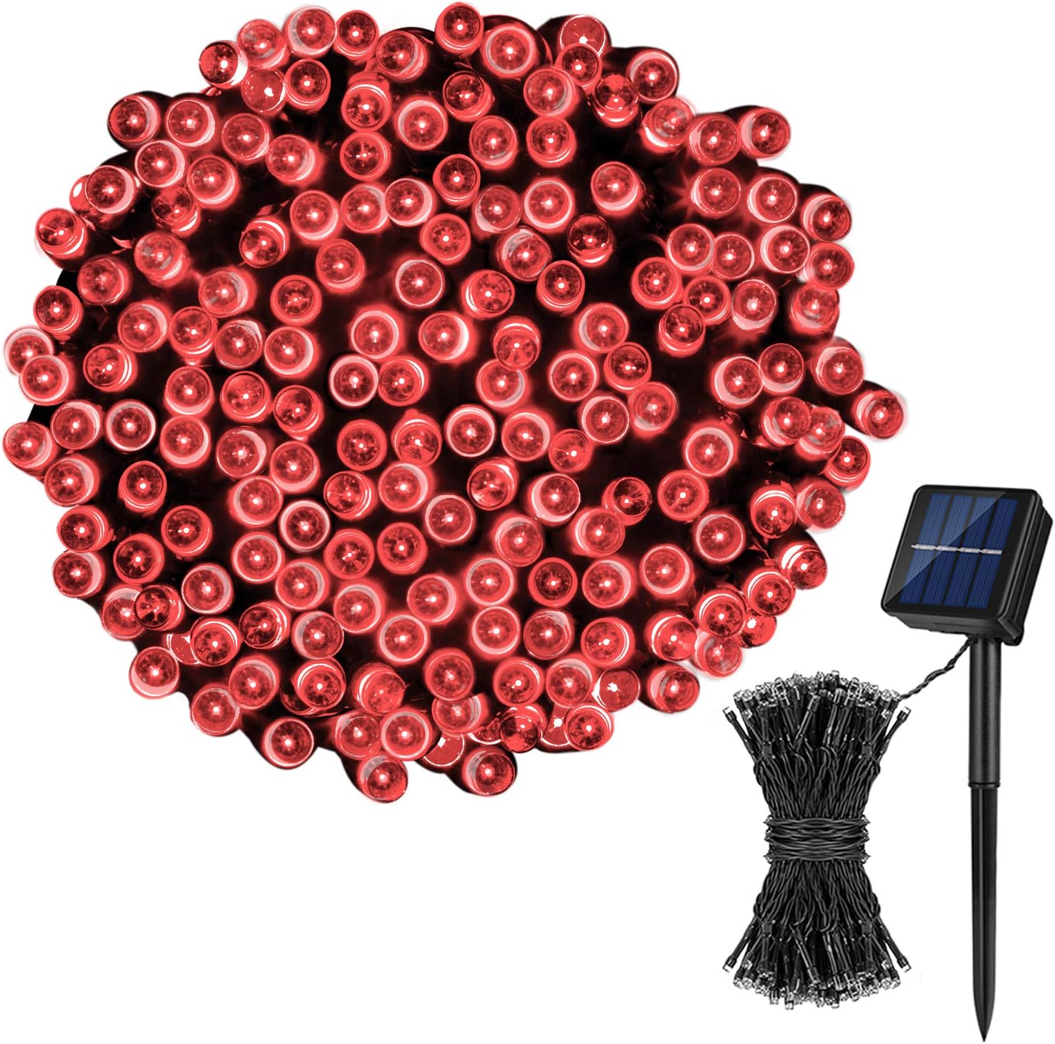 Koxly Solar String Lights, 72FT 200 LED 8 Modes Solar Powered Christmas Lights Outdoor String Lights Waterproof Fairy Lights for Garden, Party, Wedding, Xmas Tree - - 