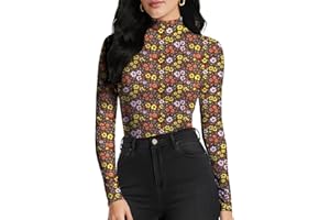 YumiDay Women's Long Sleeve Mock Turtleneck Tops, Lightweight Baselayer Shirts, High Neck Pullover Undershirts Stretchy