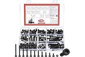 YOUYIDUN M5 Hex Socket Head Cap Screws Bolts and Nuts Assortment Kit, 164 Pcs Metric Allen Hex Socket Drive Screws Bolts, 12.9 Grade Alloy Steel, Black Oxide Finish, Fully Threaded