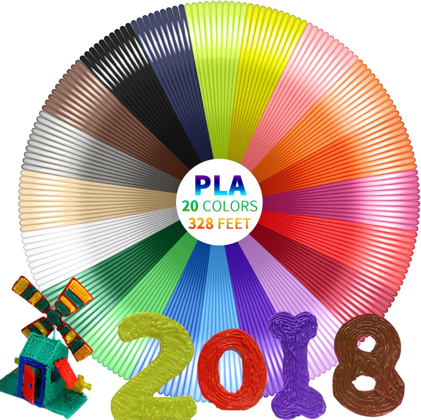 3D Pen Filament Refills (20 Colors, 16.4 Feet Each) Total 328 Feet, 1.75MM PLA 3D Printing Pen Filament Refills, Perfect DIY Crafting Kits for Kids