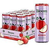 Bloom Nutrition Sparkling Energy Drink - Natural Caffeine, Zero Sugar, 180mg Caffeine - Antioxidant-Rich with Green Coffee Bean, Green Tea Extract, Prebiotics - Crisp Apple - 12oz 12 Pack