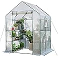 SV SCOOL VALUE Green Houses for Outdoors, PE Walk in Greenhouse with 2 Side Mesh Windows, Portable Green House with Anchors & Ropes Stands Up to Wind, 56"x56"x78" White